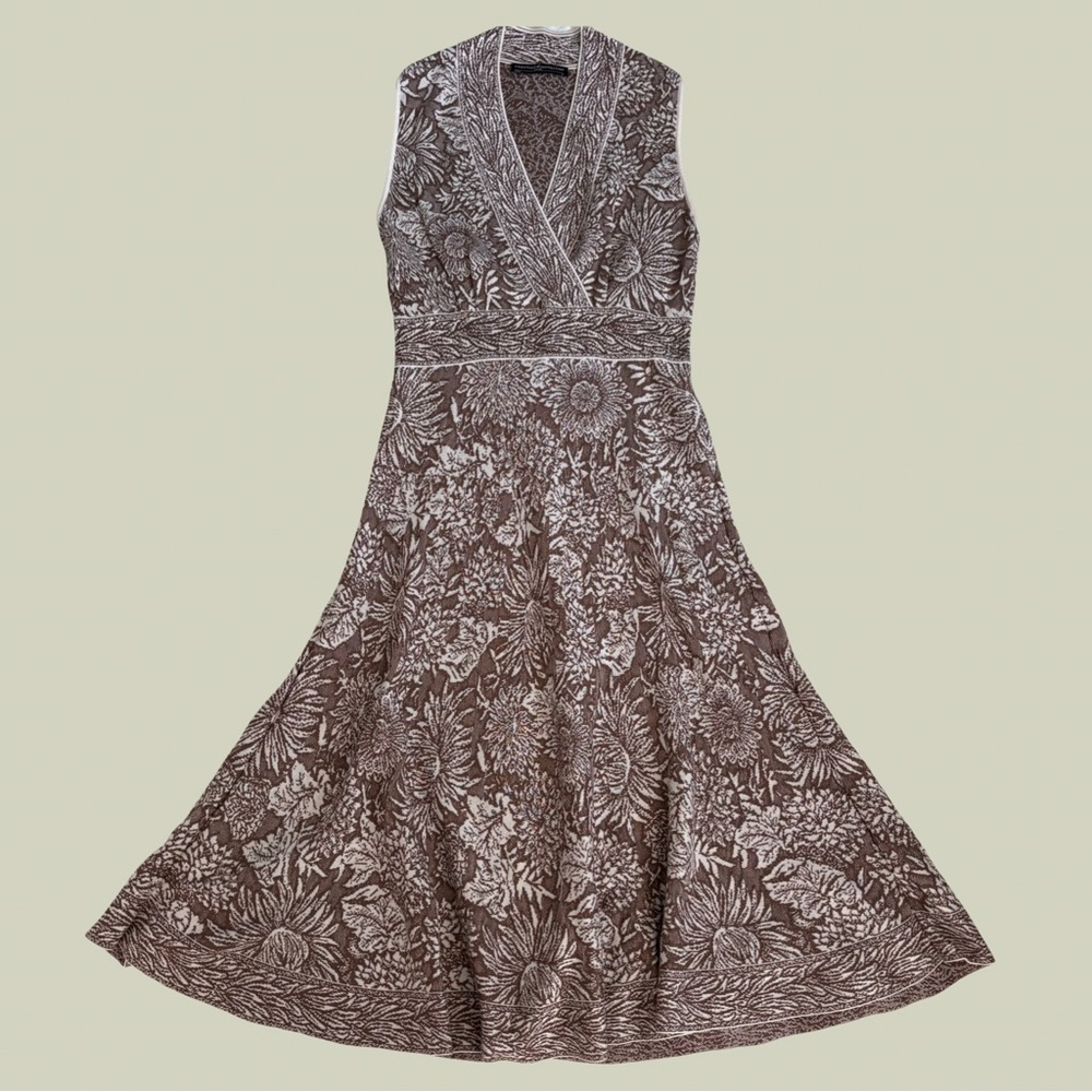 Peruvian Connection Dress Sleeveless Fit Flare Cotton Sunflower Print